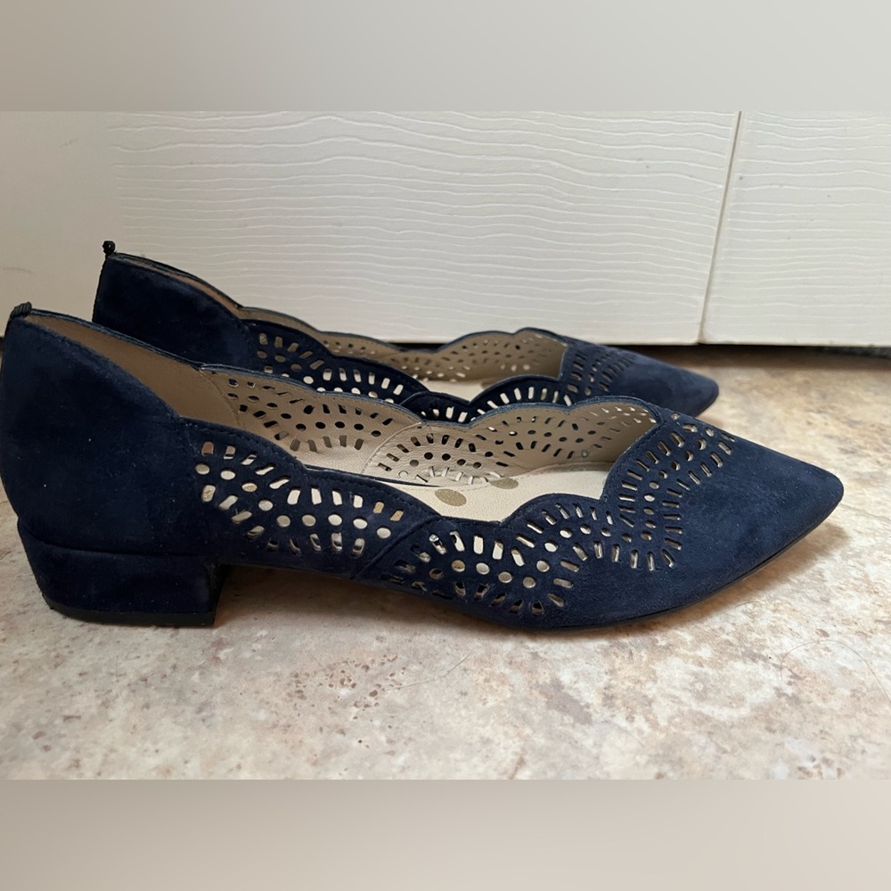Boden Navy Scalloped Flats